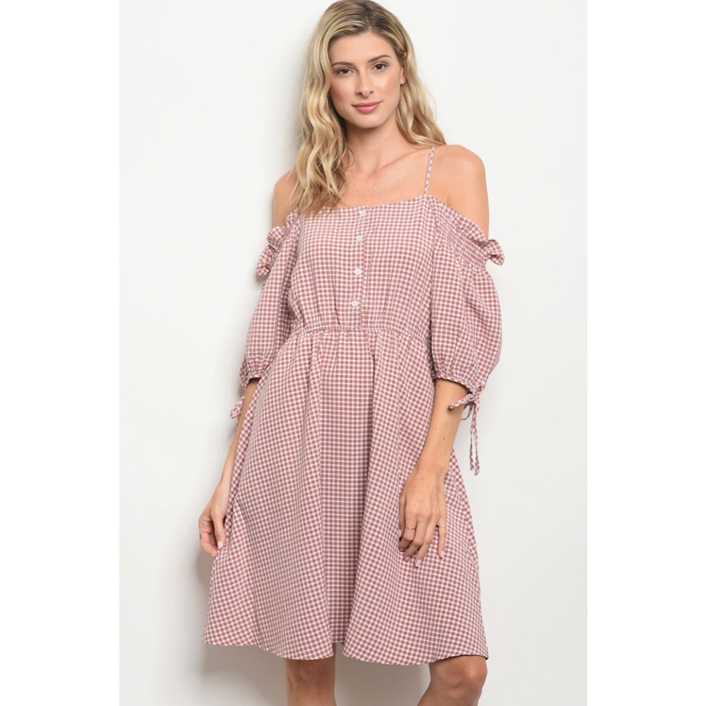 'Born In the Country' Off Shoulder Plaid Dress